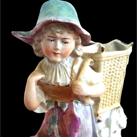 Antique German Bisque Spill Vase Match Stick Holder Carl Schneider Grafenthal - Picture 2 of 8